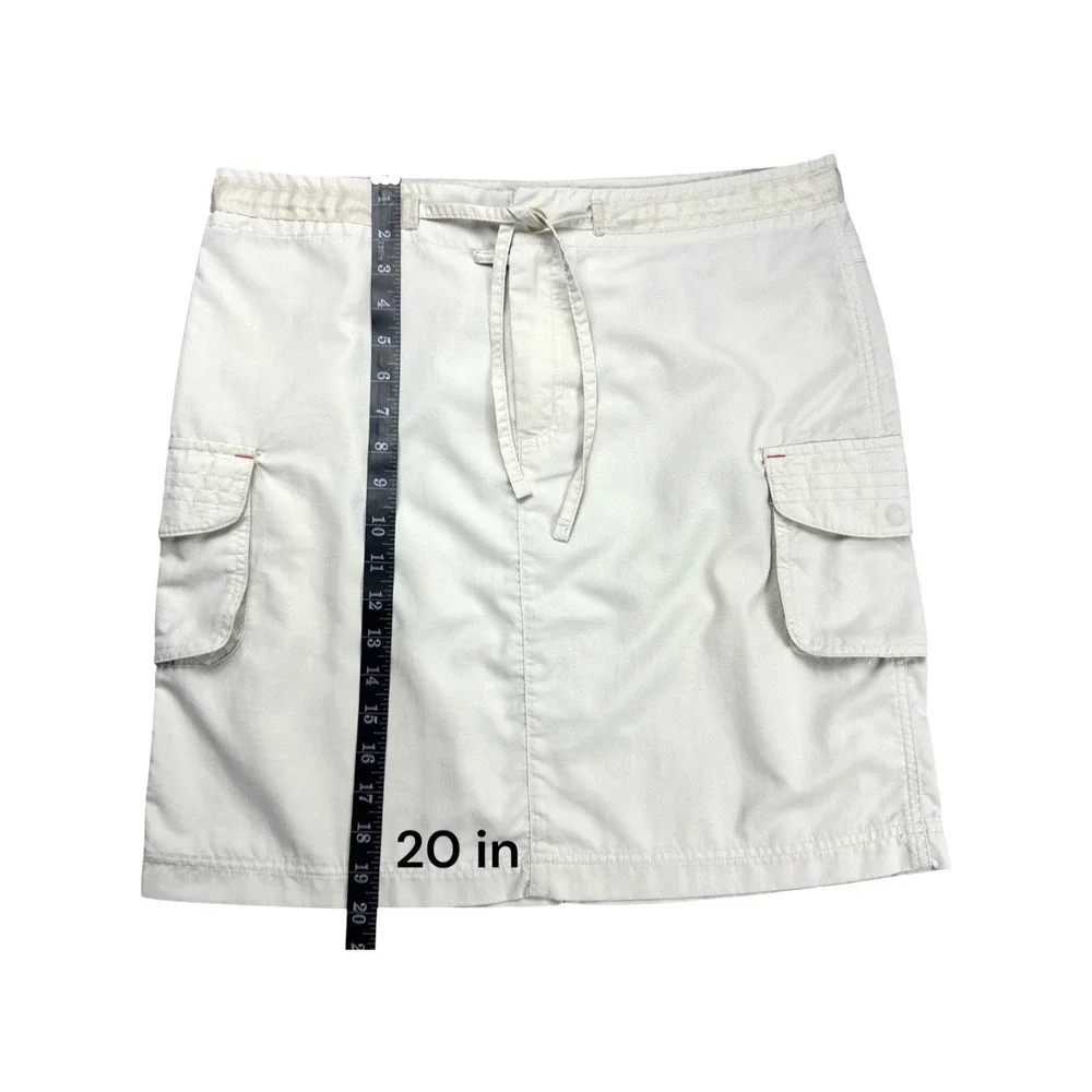 Columbia Womens Medium Beige Nylon Cargo Skirt Outdoor Hiking Drawstring Waist